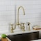 Kingston Brass Bridge Kitchen Faucet with Brass Sprayer, Brushed Brass KS7797TXBS - alternate 2